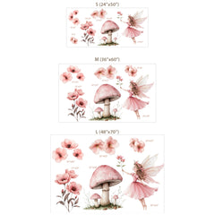 Pink Fairy Flowers Wall Sticker Set – Girls Room Nursery Removable Decal