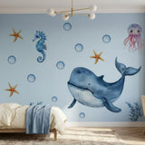 Whale and Sea Friends Ocean Wall Sticker Set – Nursery Kids Room Removable Decal