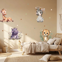 Cute Safari Animals Wall Sticker Set – Kids Room Nursery Removable Decal