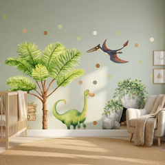 Cute Dinosaur Jungle Wall Decal Set – Kids Room Boys Room Removable Sticker