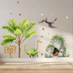 Cute Dinosaur Jungle Wall Decal Set – Kids Room Boys Room Removable Sticker