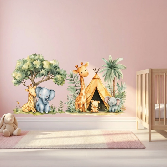 Safari Wall Decal Set – Kids Room Nursery Removable Animal Sticker