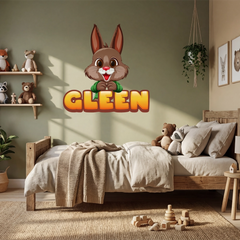 Cute Bunny Name Wall Decal – Personalized Kids Room Wall Sticker