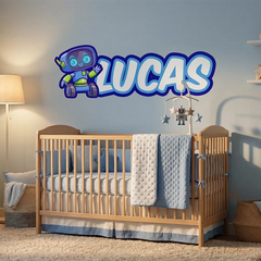 Personalized Robot Name Wall Decal – Kids Room Boys Room Removable Sticker
