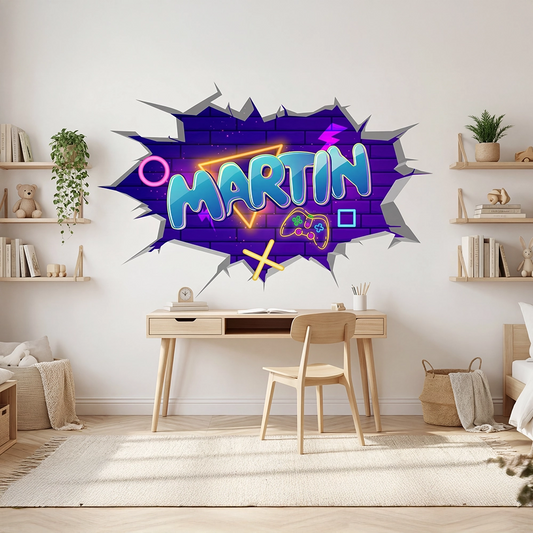 Custom Gamer Name Wall Decal – Boys Room Gaming Room Personalized Sticker