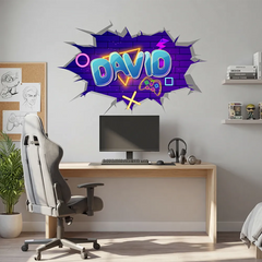 Custom Gamer Name Wall Decal – Boys Room Gaming Room Personalized Sticker