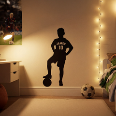 Personalized Soccer Player Silhouette Name Wall Sticker – Custom Kids Room Decal