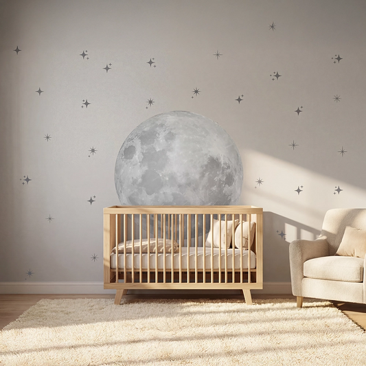 Giant Full Moon and Stars Wall Sticker for Bedroom & Teen Room Decor
