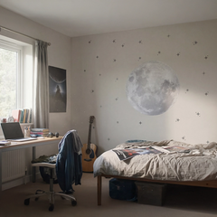 Giant Full Moon and Stars Wall Sticker – Bedroom Teen Room Removable Decal