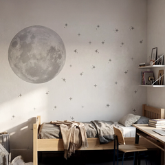 Giant Full Moon and Stars Wall Sticker – Bedroom Teen Room Removable Decal