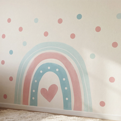 Pastel Rainbow Heart Nursery Wall Decal with Polka Dots – Girls Room Removable Sticker