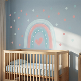 Pastel Rainbow Heart Nursery Wall Decal with Polka Dots – Girls Room Removable Sticker