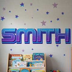 Personalized Space Name Wall Decal Set – Kids Room Removable Sticker
