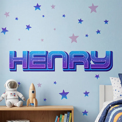Personalized Space Name Wall Decal Set – Kids Room Removable Sticker