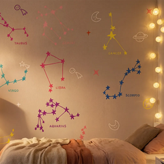 Zodiac Constellation Wall Decals – Teen Bedroom Removable Sticker Set