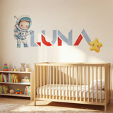 Personalized Astronaut Name Wall Decal Set – Kids Room Removable Sticker