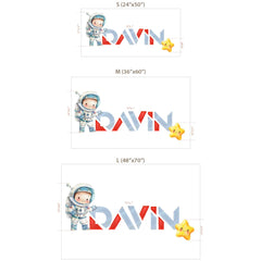 Personalized Astronaut Name Wall Decal Set – Kids Room Removable Sticker