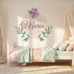 Personalized Floral Name Wall Decal – Girls Room Nursery Removable Sticker