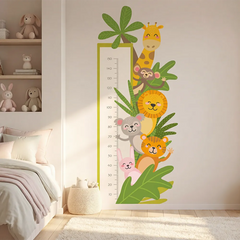 Safari Animals Height Chart Wall Decal – Kids Room Growth Chart Removable Sticker