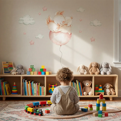Watercolor Jungle Animal with Clouds Wall Decal – Kids Room Nursery Removable Sticker