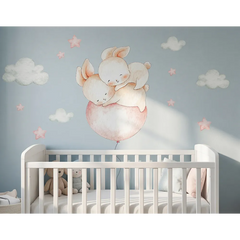 Watercolor Jungle Animal with Clouds Wall Decal – Kids Room Nursery Removable Sticker