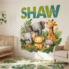 Personalized Name Jungle Animal Wall Decal – Kids Room Nursery Removable Sticker