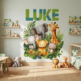 Personalized Name Jungle Animal Wall Decal – Kids Room Nursery Removable Sticker