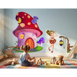 Fairy Mushroom House Wall Decal Set – Girls Room Nursery Removable Sticker
