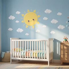 Cute Sun and Cloud Wall Decal Set for Nursery – Kids Room Removable Sticker