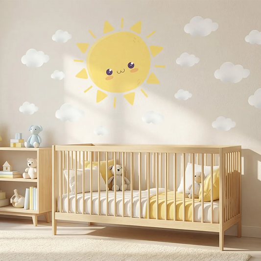 Cute Sun and Cloud Wall Decal Set for Nursery