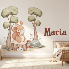 Personalized Woodland Nursery Wall Decal with Name – Kids Room Removable Sticker