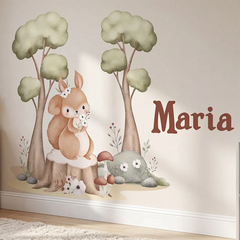 Personalized Woodland Nursery Wall Decal with Name – Kids Room Removable Sticker