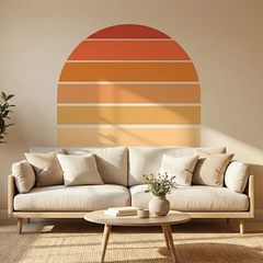 Retro Sunset Arch Wall Decal – Modern Bedroom Living Room Removable Sticker