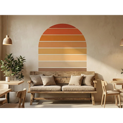 Retro Sunset Arch Wall Decal – Modern Bedroom Living Room Removable Sticker