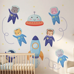 Space Animal Wall Decal Set – Kids Room Boys Room Removable Sticker