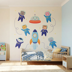 Space Animal Wall Decal Set – Kids Room Boys Room Removable Sticker