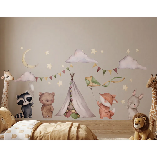 Woodland Animal Nursery Wall Decal Set – Kids Room Removable Sticker