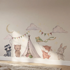 Woodland Animal Nursery Wall Decal Set – Kids Room Removable Sticker