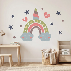 Unicorn Rainbow Wall Decal for Nursery – Girls Room Removable Sticker