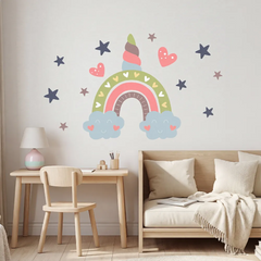 Unicorn Rainbow Wall Decal for Nursery – Girls Room Removable Sticker