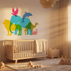 Colorful Animal Wall Decal for Kids Room – Nursery Removable Sticker