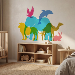 Colorful Animal Wall Decal for Kids Room – Nursery Removable Sticker