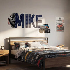 Personalized Monster Truck Name Wall Decal – Boys Room Kids Room Removable Sticker