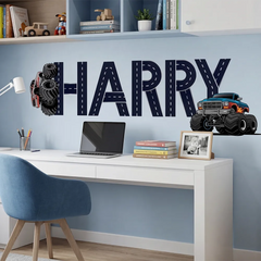 Personalized Monster Truck Name Wall Decal – Boys Room Kids Room Removable Sticker