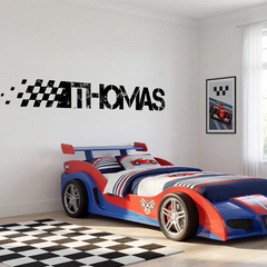 Personalized Racing Name Wall Decal – Boys Room Kids Room Removable Sticker