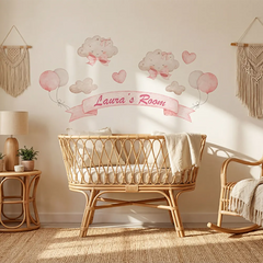 Personalized Girls Nursery Wall Decal with Name – Kids Room Removable Sticker