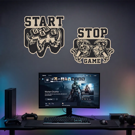 Gaming Wall Decal Set Start Stop Game