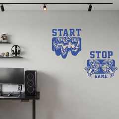 Gaming Wall Decal Set Start Stop Game – Boys Room Teen Room Removable Sticker