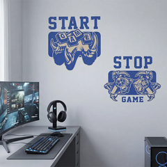 Gaming Wall Decal Set Start Stop Game – Boys Room Teen Room Removable Sticker