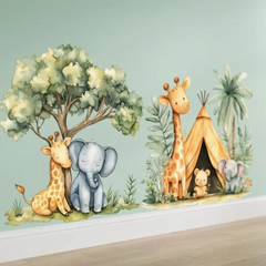 Safari Wall Decal Set – Kids Room Nursery Removable Animal Sticker